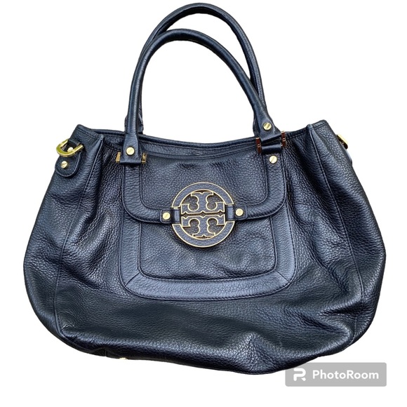Tory Burch Amanda Hobo Bag Black Pebbled Leather